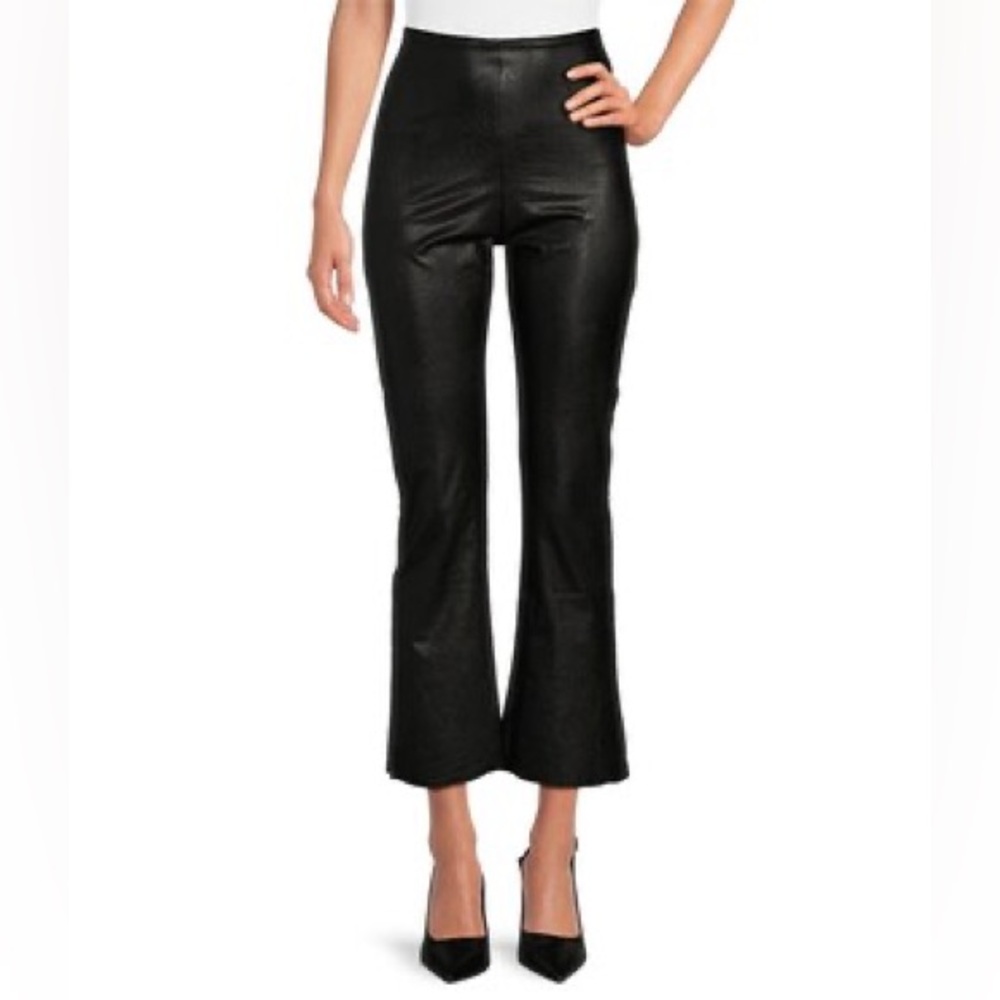Commando NWT Black Faux Vegan Leather Flare‎ Cropped Raw Hem Pants